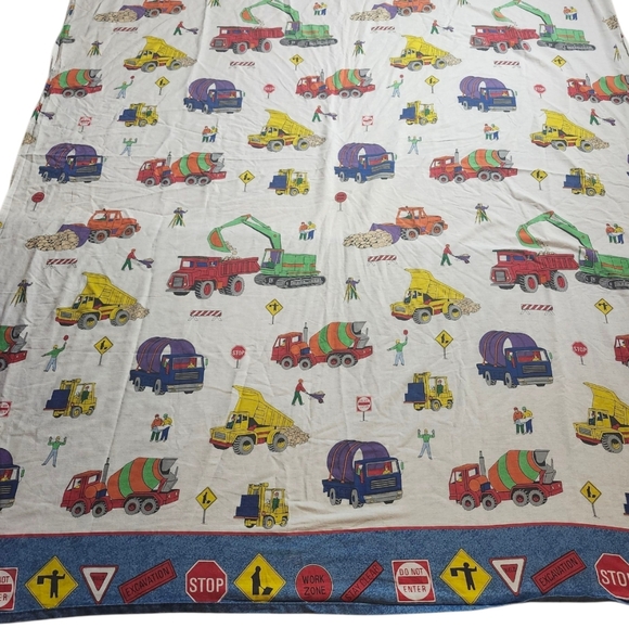 Vintage Cannon Bridge Work Ahead Construction Trucks 90s Flat Sheet - Picture 2 of 9